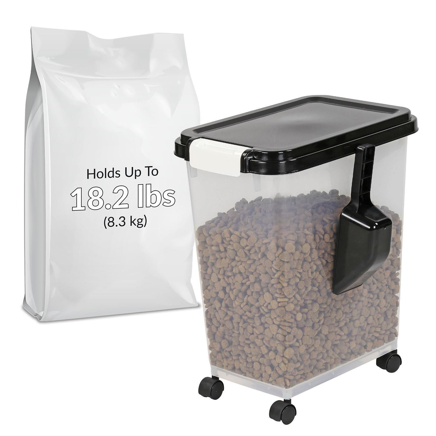 20L Pet Food Container on Wheels Dog Cat Animal Storage Bin Dry Feed Black