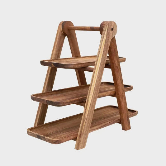 Multi-Layer Wood Display Rack for Dinner Plates and Snacks Decorative Trays, Kitchen Storage & Organization,Fruit Dish Plate
