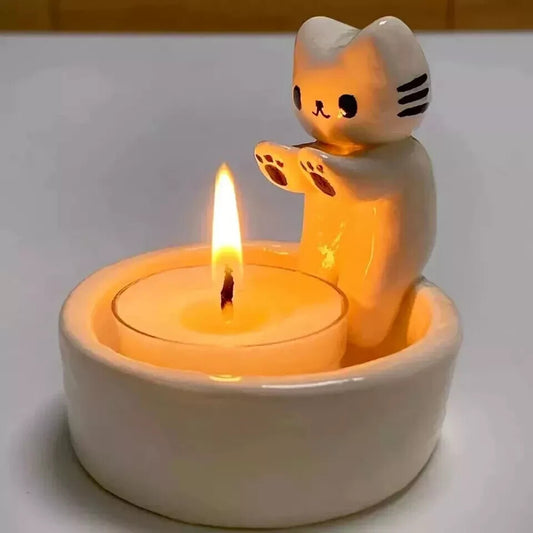 Kitten Candle Holder Warming Paws Cute Cartoon Candle Holder Cat Candle Holder
