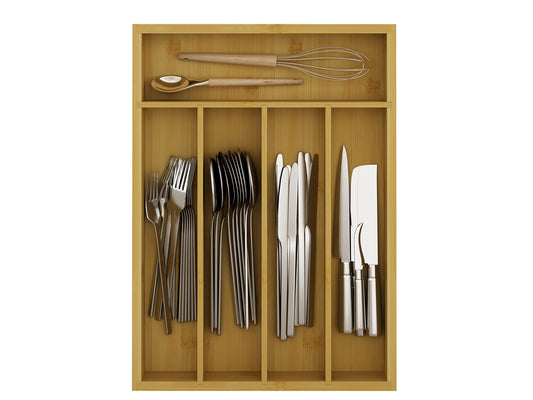 Wooden Cutlery Tray Drawer Storage Organizer, Insert for Kitchen Utensils