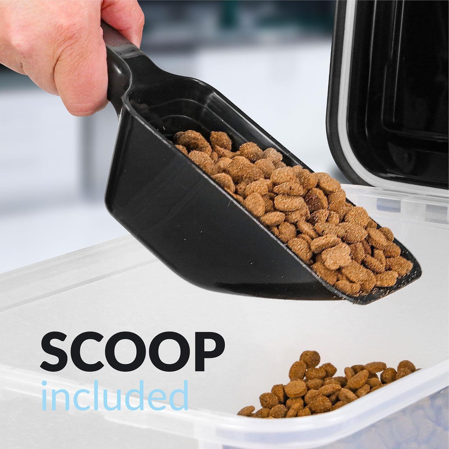 20L Pet Food Container on Wheels Dog Cat Animal Storage Bin Dry Feed Black