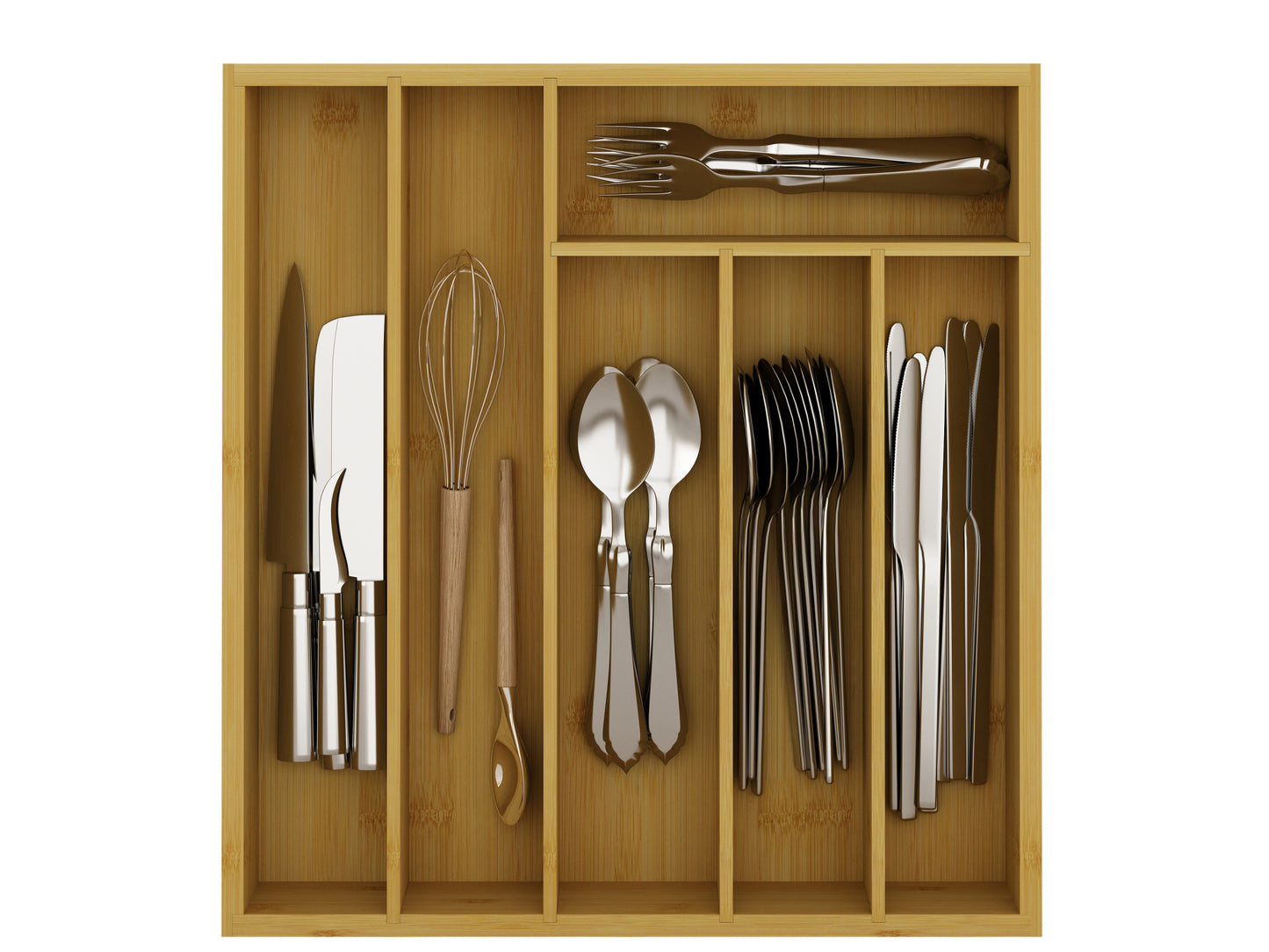 Wooden Cutlery Tray Drawer Storage Organizer, Insert for Kitchen Utensils