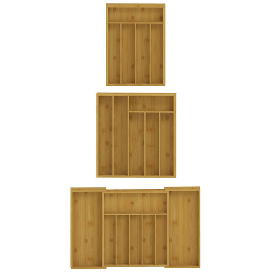 Wooden Cutlery Tray Drawer Storage Organizer, Insert for Kitchen Utensils