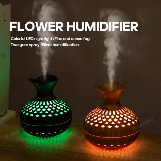 Wood Grain 300Ml USB Aroma Diffuser and Humidifier for Home and Office Use