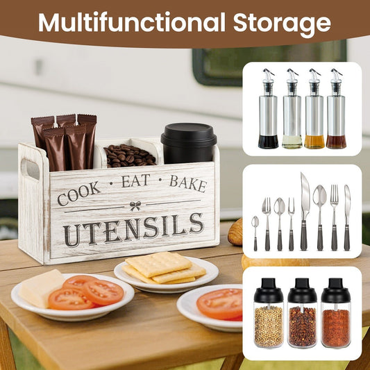 Kitchen Cutlery Holder Spoon Fork Utensils Storage Rack Drainer Multifunction