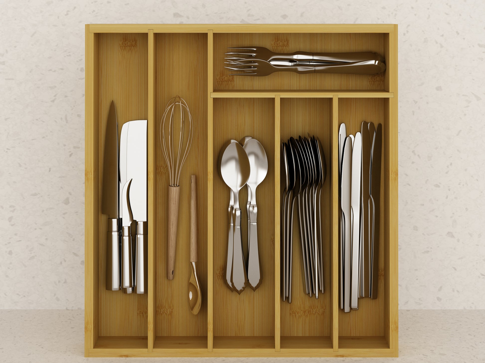 Wooden Cutlery Tray Drawer Storage Organizer, Insert for Kitchen Utensils