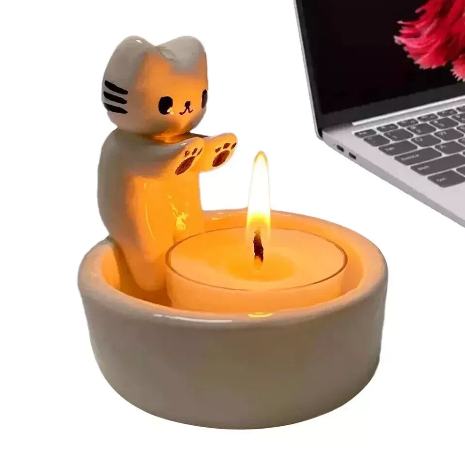 Kitten Candle Holder Warming Paws Cute Cartoon Candle Holder Cat Candle Holder