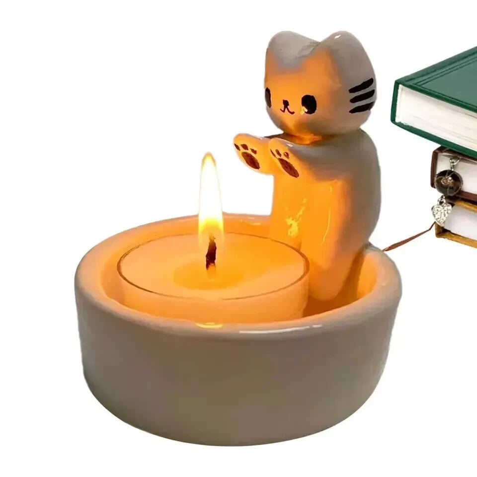 Kitten Candle Holder Warming Paws Cute Cartoon Candle Holder Cat Candle Holder