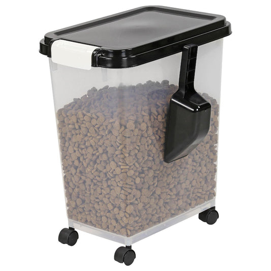 20L Pet Food Container on Wheels Dog Cat Animal Storage Bin Dry Feed Black