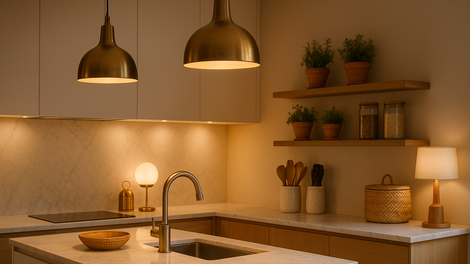 Something related to kitchen organised and home decor or lamps