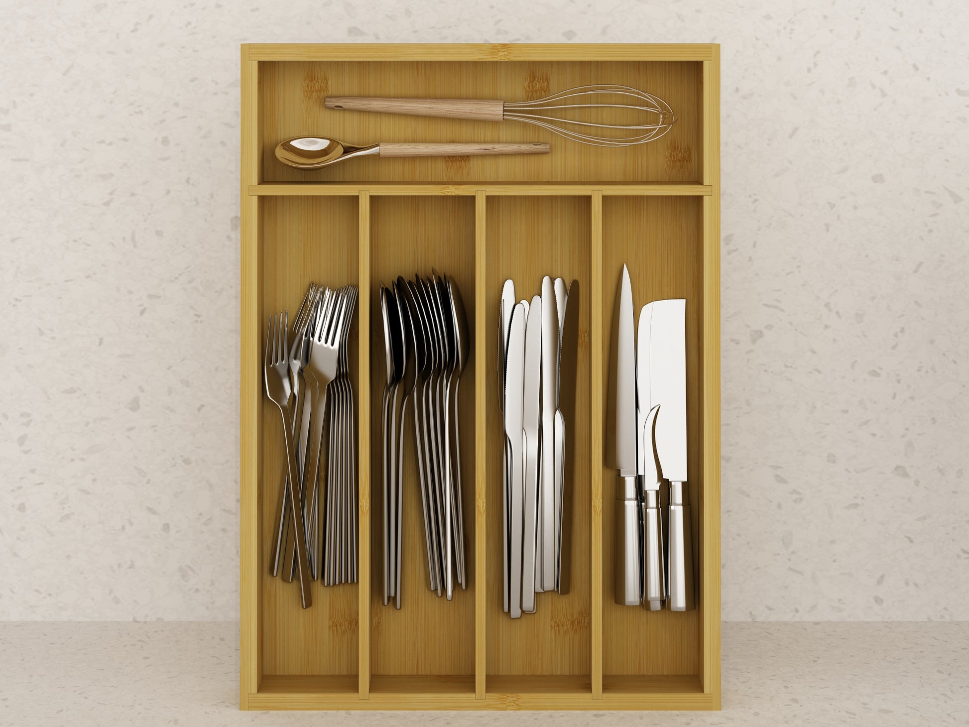 Wooden Cutlery Tray Drawer Storage Organizer, Insert for Kitchen Utensils