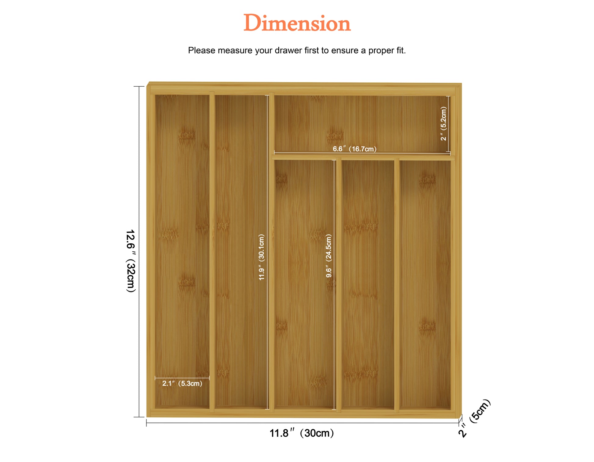Wooden Cutlery Tray Drawer Storage Organizer, Insert for Kitchen Utensils