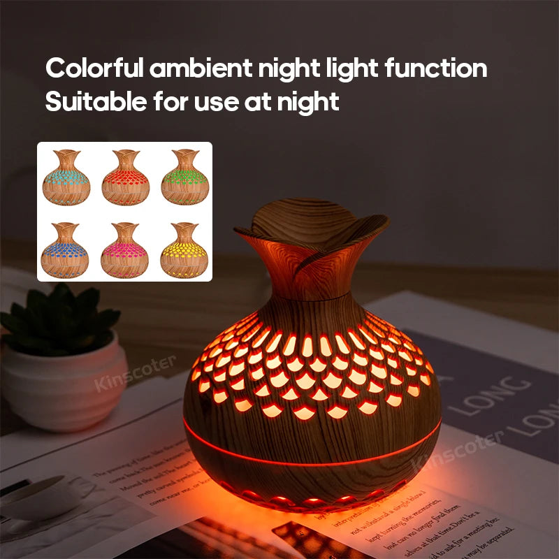 Wood Grain 300Ml USB Aroma Diffuser and Humidifier for Home and Office Use