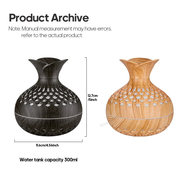 Wood Grain 300Ml USB Aroma Diffuser and Humidifier for Home and Office Use