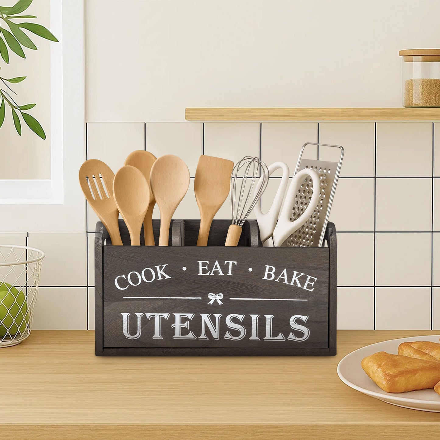 Kitchen Cutlery Holder Spoon Fork Utensils Storage Rack Drainer Multifunction