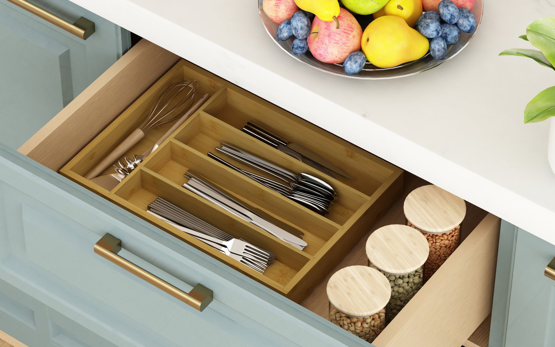 Wooden Cutlery Tray Drawer Storage Organizer, Insert for Kitchen Utensils