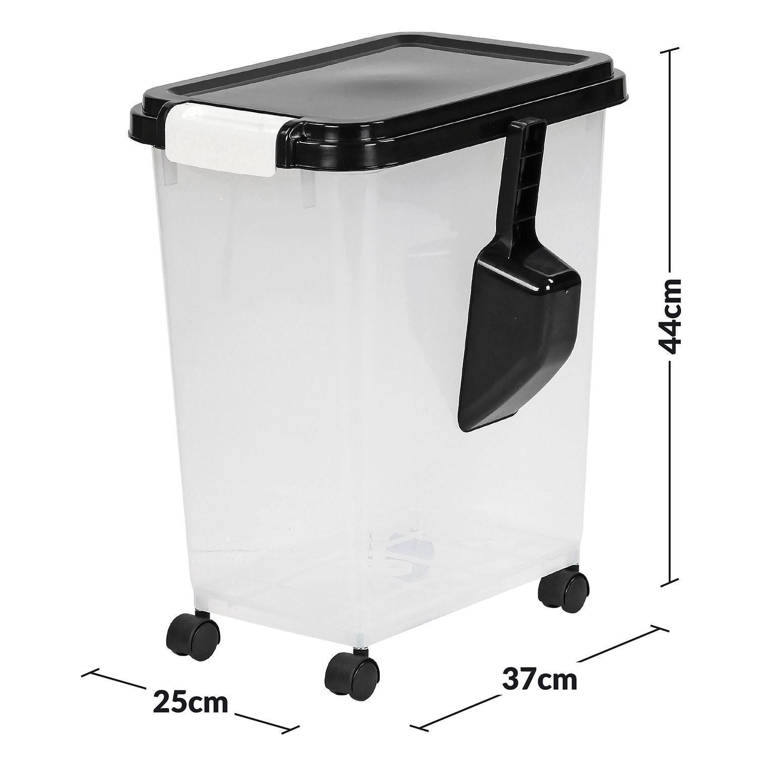 20L Pet Food Container on Wheels Dog Cat Animal Storage Bin Dry Feed Black