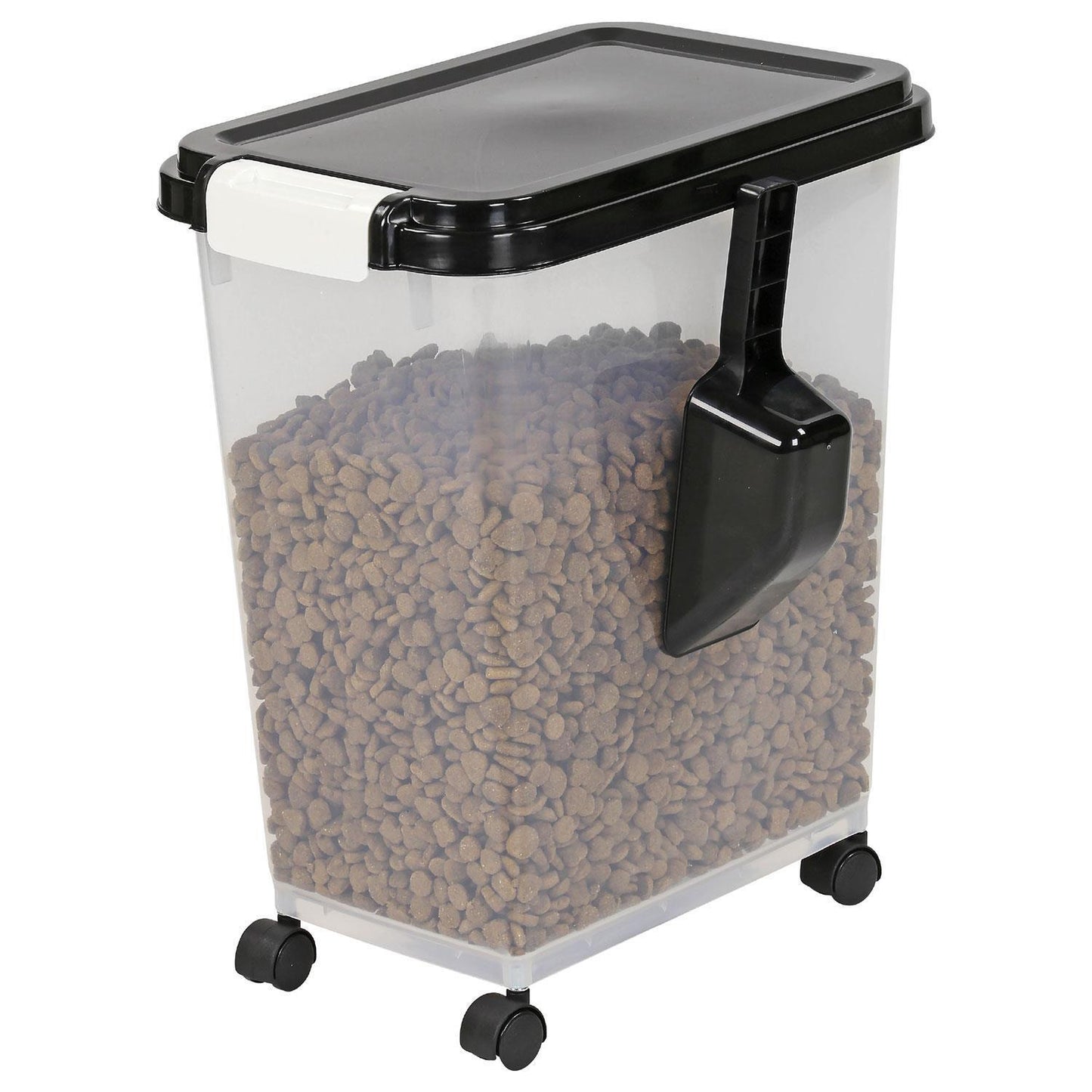 20L Pet Food Container on Wheels Dog Cat Animal Storage Bin Dry Feed Black